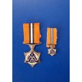SOUTH AFRICAN POLICE - STAR FOR MERIT - FULL SIZE + MINIATURE