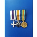 WW1 - MILITARY CROSS (MC )+ WAR AND VICTORY MEDALS - MINIATURES
