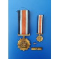 SADF - MILITARY MERIT MEDAL - FULL SIZE + MINIATURE WITH CLASP AND PIN