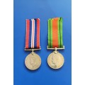 WW2 - WAR AND DEFENCE MEDALS - FULL SIZE - UNNAMED