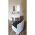 White Compact Dresser Table Chair