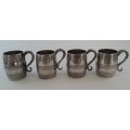 A lovely set of 4 solid silver Italian 19th Century miniature mugs. Hallmarked. Rare!