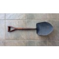 Vintage Coal Shovel, metal forged with authentic split shaft wooden handle.