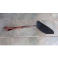 Vintage Coal Shovel, metal forged with authentic split shaft wooden handle.