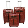 Set of 3 Suitcases Leather Travel Trolley Luggage