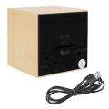 Mini Cube Wooden Clock Voice Control Electronic Desk Clock with LED Digital Tab