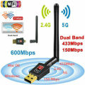 600Mbps Dual Band 2.4G 5G Wireless USB WiFi Network Adapter 802.11AC w/Antenna
