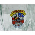 3 x Vintage 500ml Glass Beer Mugs - Castle - Kronenbrau - Hansa