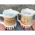 Pair Of Collectible Castle Ceramic Jugs - Left Is SA Drostdy Ware / Right Is English ML