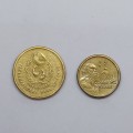 1992 Australian 2 dollar coin and 1986 Australian year of peace 1 dollar coin