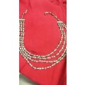 4 String Polished glass Vintage necklace with ornate clasp