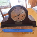 Wooden mantle clock, chimes, presented to R.Plunkett by the Iron and Brass Foundry...., as per photo