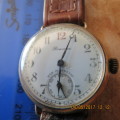 Roamer gents non magnetic gold plated leather wrist watch, working, sold as is, as per photo