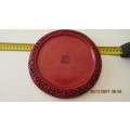 Very scarce Chinese curved plate, 20cm diameter, red (wax), name on back, as per photo