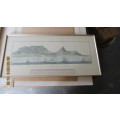 very attractive print of table bay in 1778, in frame, 34cm by 71cm, as per photo