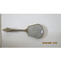 very attractive hand mirror, guilt and tapestry, 32cm in length, as per photo