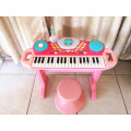 Kiddies Piano - 37 Key Electronic Keyboard Kids Mini Piano + Stool, Microphone Musical Toys