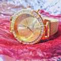 Ladies golden diamante Eiffel tower design wristwatch