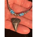 Great White FOSSIL SHARK TOOTH PENDANT NECKLACE 30 mm medium size