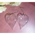 Two Glass Hearts Ornaments  Pot Just for You