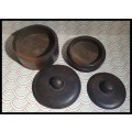 Two Small Wooden Bowls with Lids