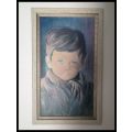 Vintage Retro Framed Crying Boy Print