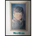 Vintage Retro Framed Crying Boy Print