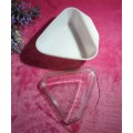 Vintage English Pyrex Sunflower Triangle Dish with Lid