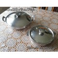 Two Stainless Steel Bowls with Lids