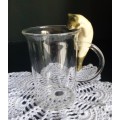 Cat and Clear Glass Coffee Cup