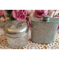 Hip Flask and Butterfly Cut Glass Jar