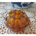 Vintage Amber Glass  Dome Flower Block -- Made in England