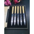 5 Vintage Fish Knives in Display box