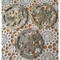 3 Solid Brass Oriental Wall Items (Trivets)