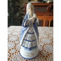 Vintage Blue and White Victorian Lady Porcelain Figurine Music Box