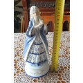 Vintage Blue and White Victorian Lady Porcelain Figurine Music Box