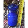 Cobalt Blue Art Glass Jar with Lid