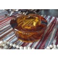 Pretty Amber Glass - Mid Century Ashtray - Very Heavy and Solid