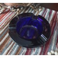 Pretty Cobalt Blue Glass - Mid Century Ashtray - Very Heavy and Solid