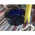 Pretty Cobalt Blue Glass - Mid Century Ashtray - Very Heavy and Solid