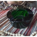 Pretty Green Glass - Mid Century Ashtray - Very Heavy and Solid
