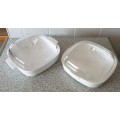 Two Large Corningware Bowls with Lids (PLEASE LOOK CLOSELY AT ALL THE PHOTOS)