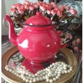 Vintage Polish Red Enamel  Teapot