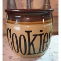 T G GREEN ENGLAND GRANVILLE COOKIES JAR WITH BROWN EDGE (NO CORK LID)