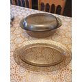 Oven bowl with Lid and Serving Platter made in France