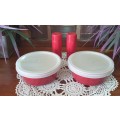 Two Small Bowls with Lids  with Salt and Pepper Shakers | Good Condition |