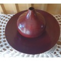 LARGE BAMBOO ROUND TRAY AND VASE | GOOD CONDITION | DECOR | HOME |