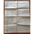 The Cape Argus` 2 January 1896. Original newspaper.