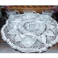 ARCOROC FRANCE TEA SET | FRENCH | KITCHENALIA | CLEAR GLASS WITH PATTERN |