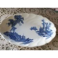 OLD MILL GRAVY BOAT AND TRAY | ENGLISH | BLUE AND WHITE |